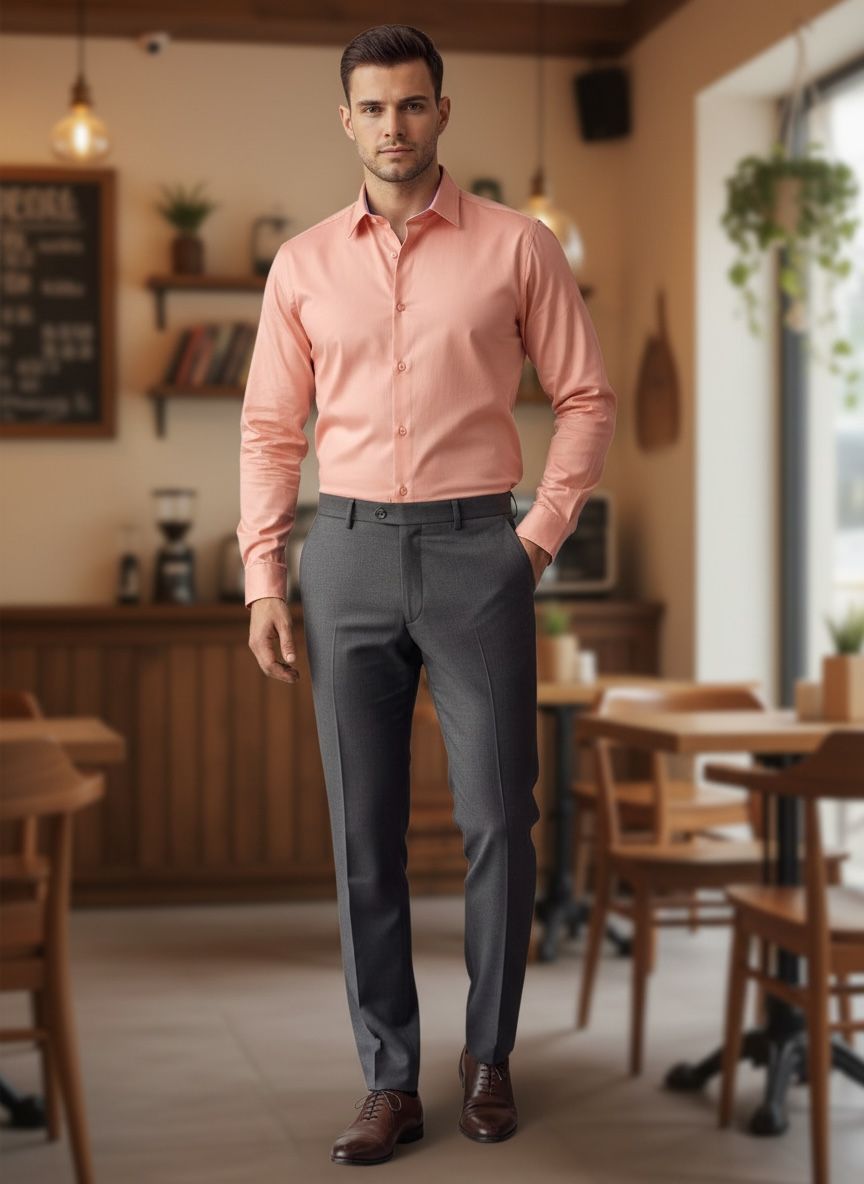 JAYKO MENS LIGHT PEECH FORMAL SHIRT